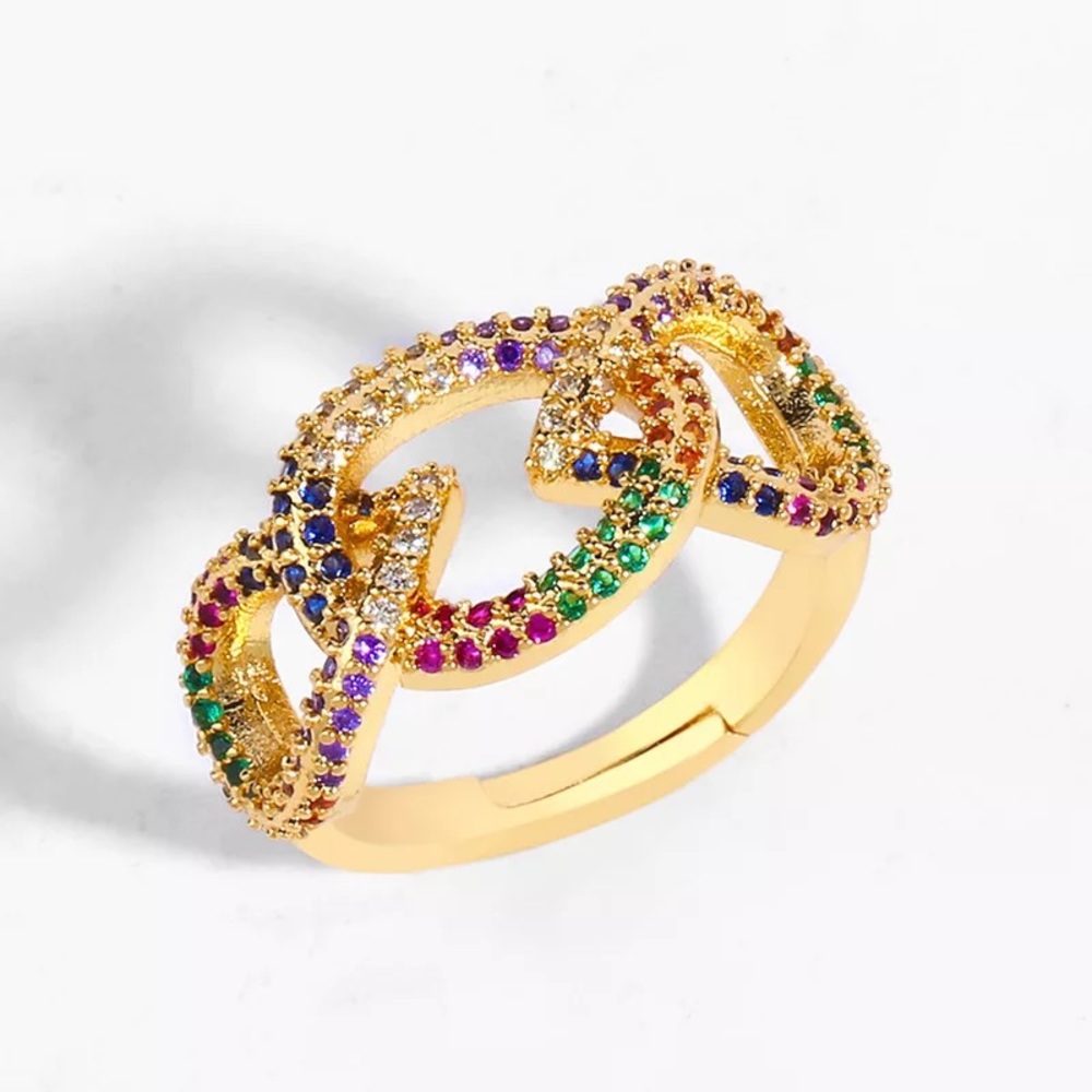 Multi colored link adjustable ring